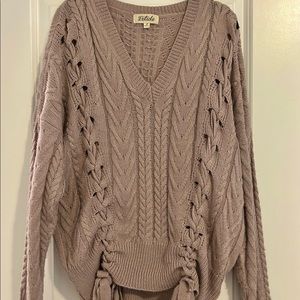 Lavender Knit Sweater with Braiding